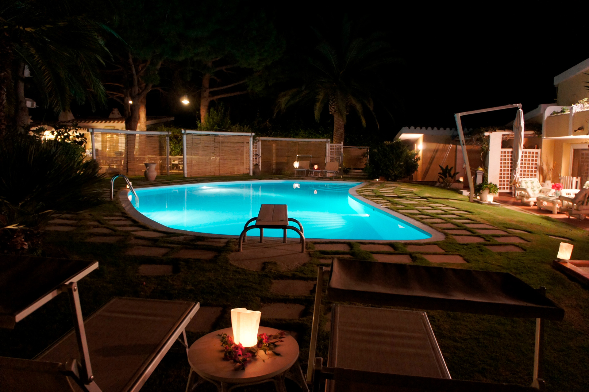 swimming pool at night